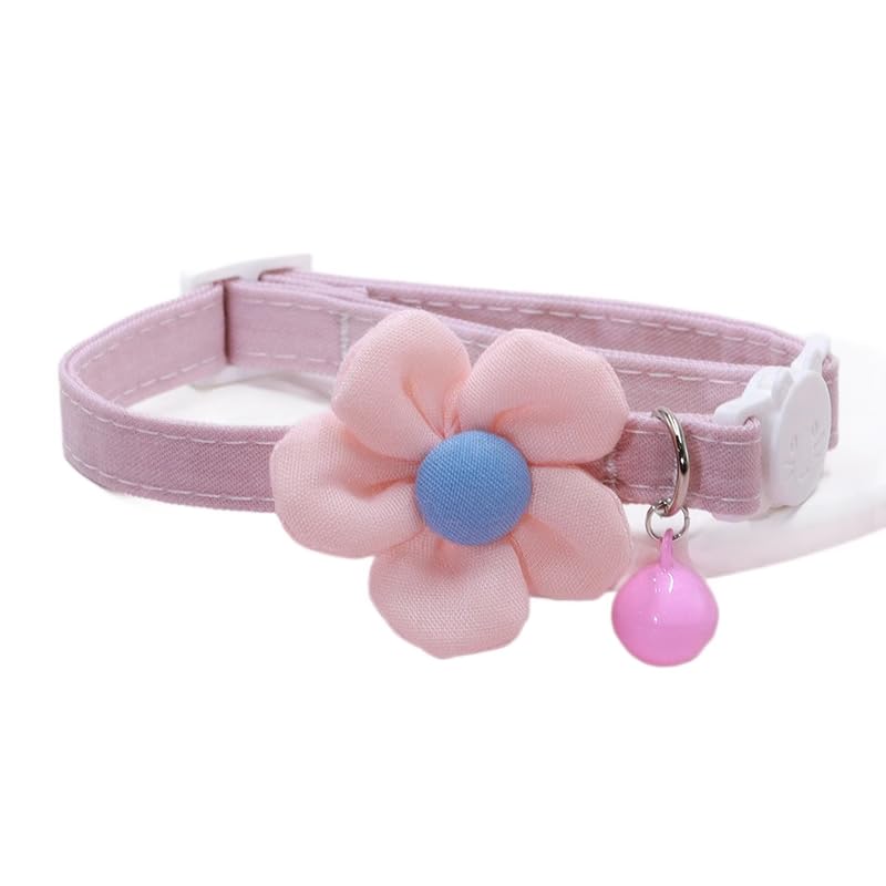 Qpets® Cute Pink Flower Cat Collar with Belll Qpets® Cute Pink Flower Cat Collar with Belll